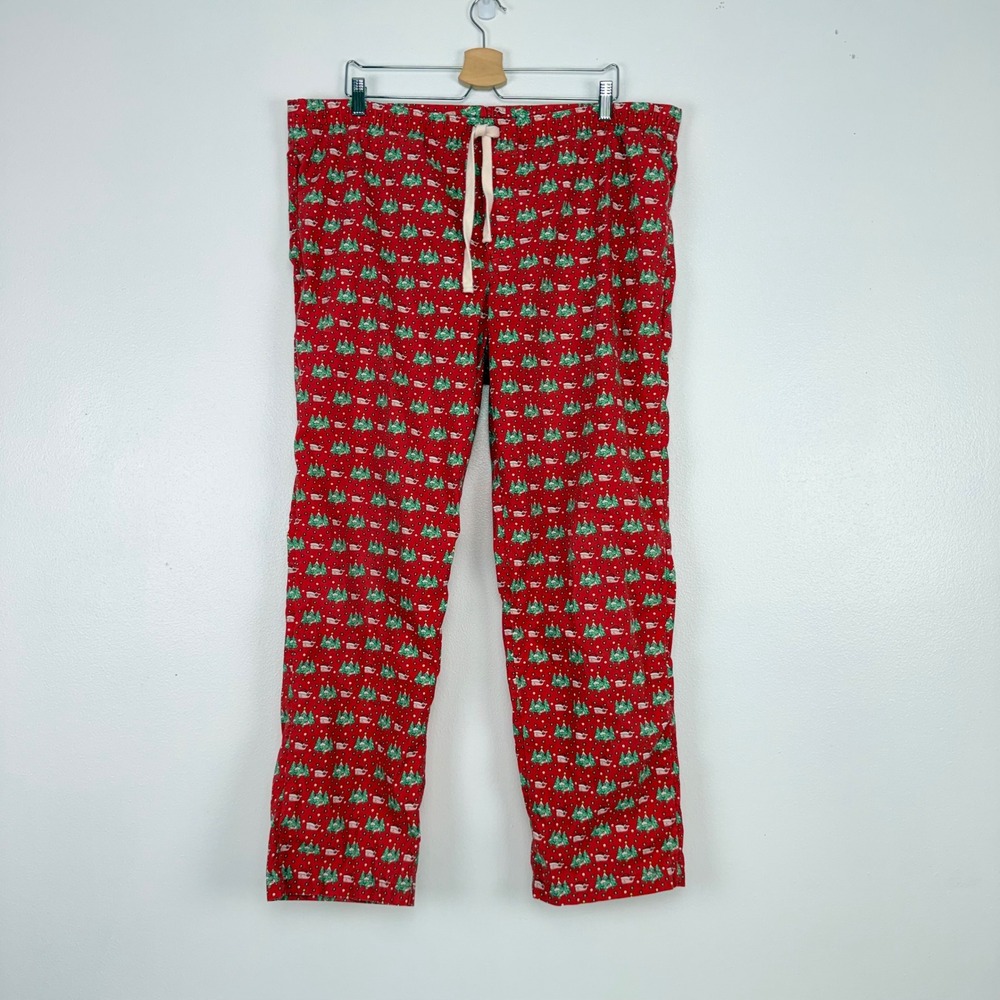 Vineyard Vines Pajama Pants Women XL Sleepwear Red Christmas Tree Winter Whale